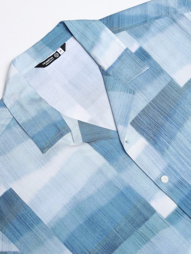Locomotive Men Blue Printed Relaxed Fit Casual Shirt - Blue - Image 7