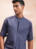 Locomotive Men Blue Solid Regular Fit Casual Shirt - Blue - Image 1