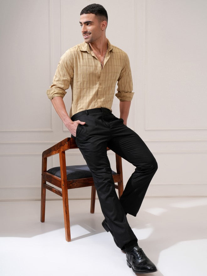 Locomotive Men Khaki Checked Regular Fit Casual Shirt - Khaki - Image 2