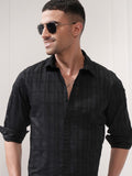 Locomotive Men Black Check Regular Fit Casual Shirt - Black - Image 1