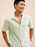 Locomotive Men Green Textured Relaxed Fit Casual Shirt - Green - Image 1