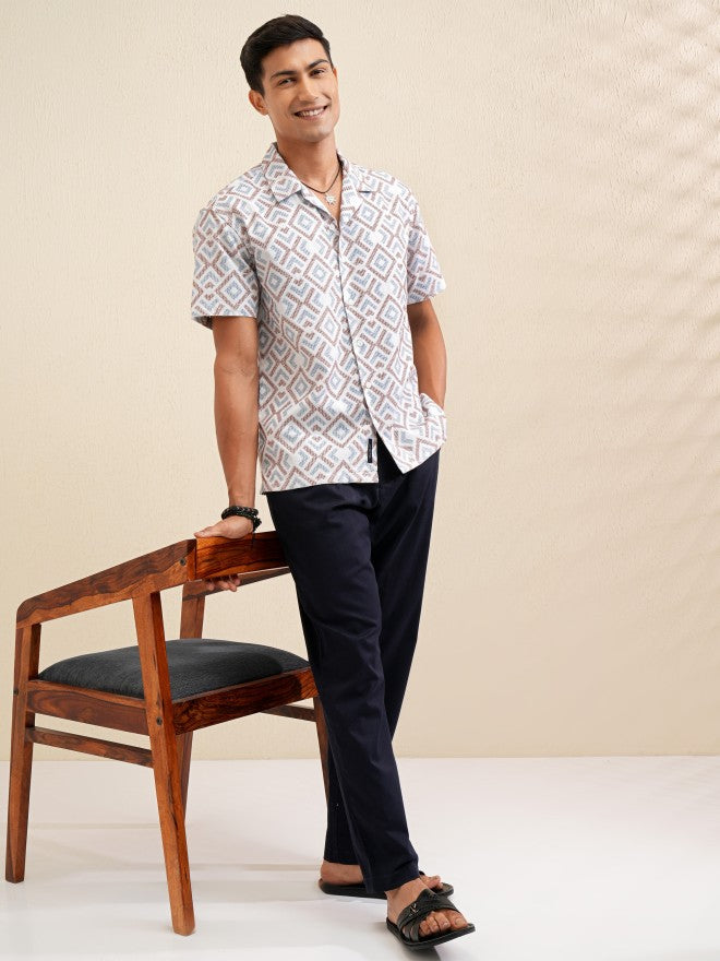 Locomotive Men White Printed Relaxed Fit Casual Shirt - White - Image 2