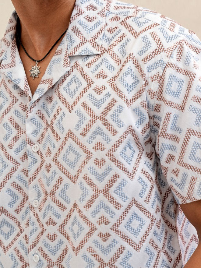 Locomotive Men White Printed Relaxed Fit Casual Shirt - White - Image 5