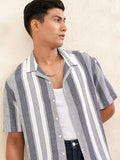 Locomotive Men Off White Striped Relaxed Fit Casual Shirt - Off White - Image 1