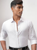 Locomotive Men White Textured Slim Fit Casual Shirt - White - Image 1