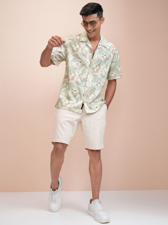 Locomotive Men Green Printed Relaxed Fit Casual Shirt - Green - Image 2
