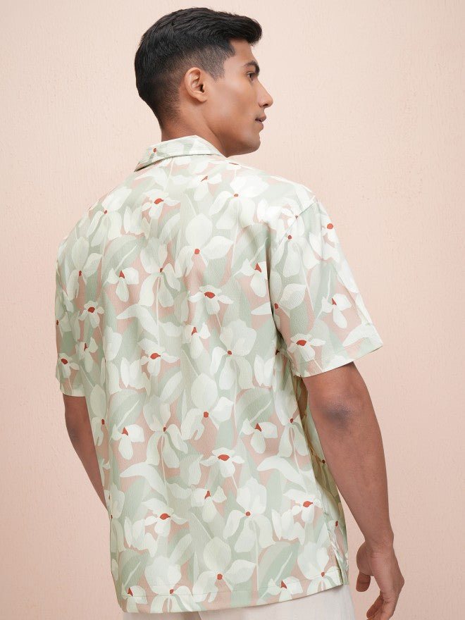 Locomotive Men Green Printed Relaxed Fit Casual Shirt - Green - Image 3