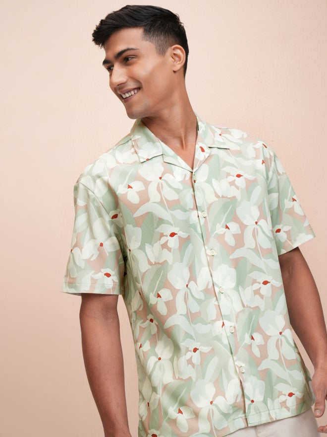 Locomotive Men Green Printed Relaxed Fit Casual Shirt - Green - Image 6