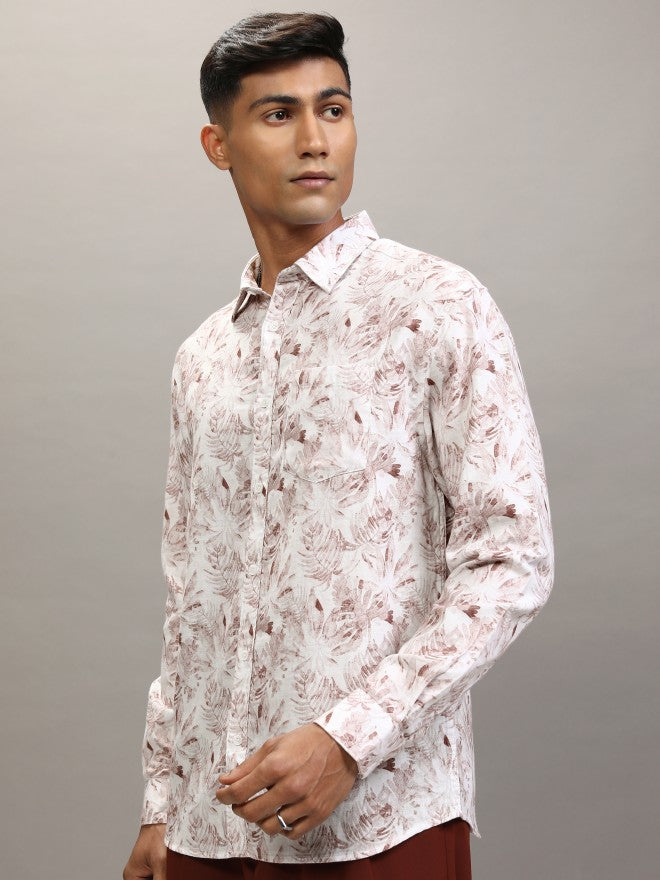 Locomotive Men White Printed Relaxed Fit Casual Shirt - White - Image 4