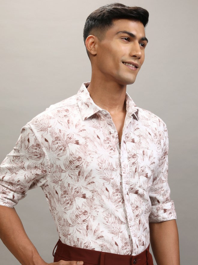 Locomotive Men White Printed Relaxed Fit Casual Shirt - White - Image 6
