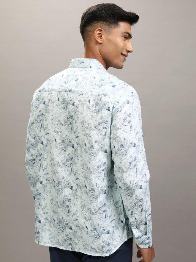 Locomotive Men White Printed Relaxed Fit Casual Shirt - White - Image 3