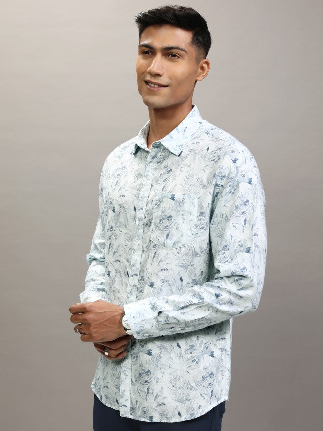 Locomotive Men White Printed Relaxed Fit Casual Shirt - White - Image 4