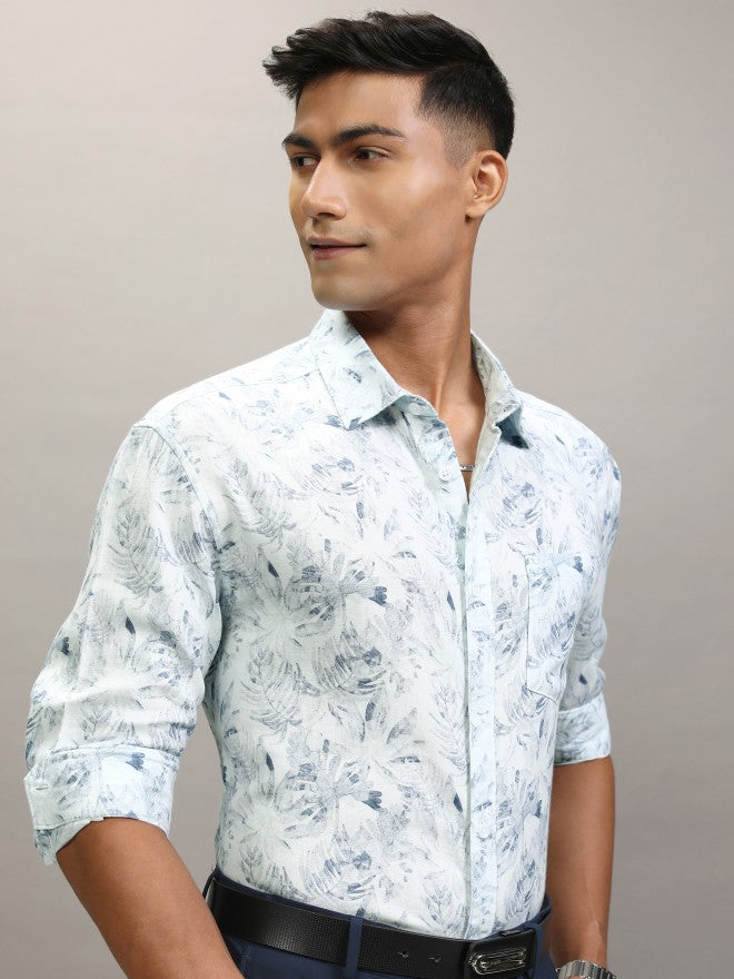 Locomotive Men White Printed Relaxed Fit Casual Shirt - White - Image 6