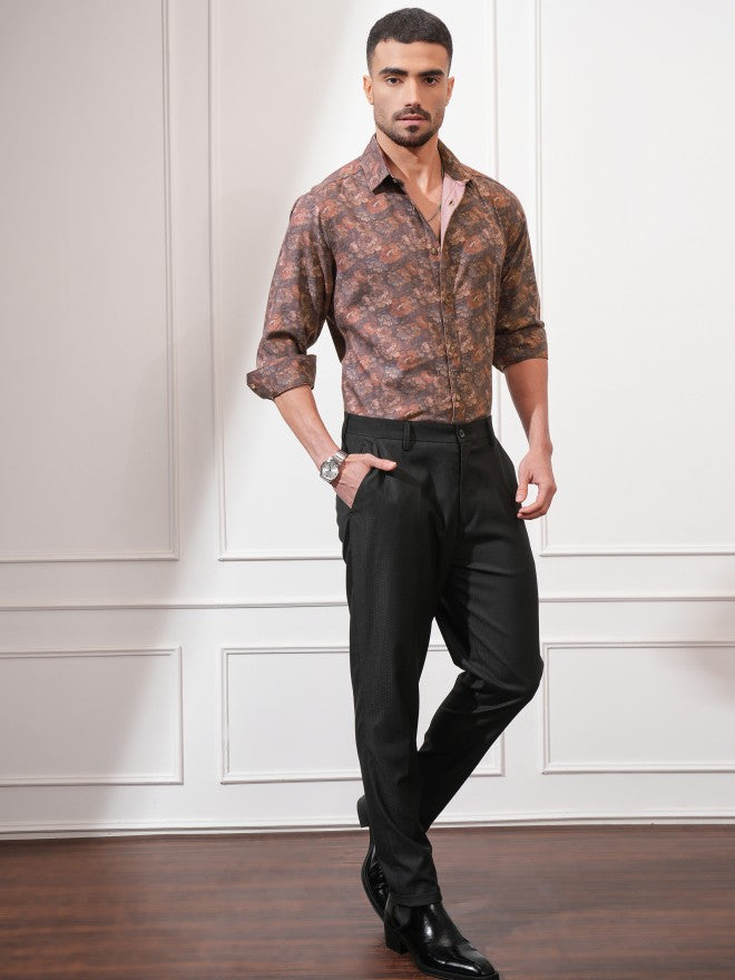 Locomotive Men Rust Checked Slim Fit Casual Shirt - Rust - Image 2