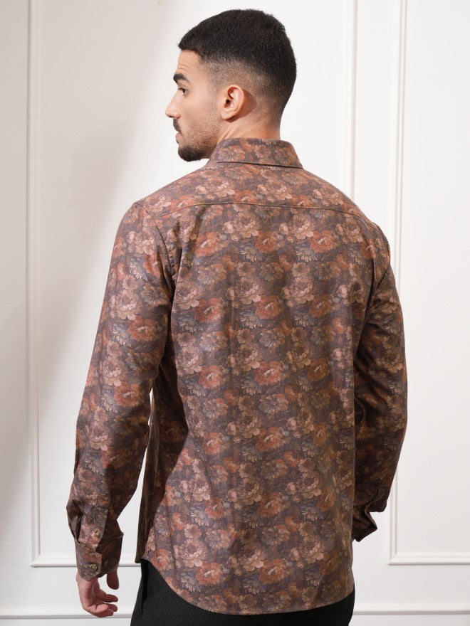 Locomotive Men Rust Checked Slim Fit Casual Shirt - Rust - Image 3