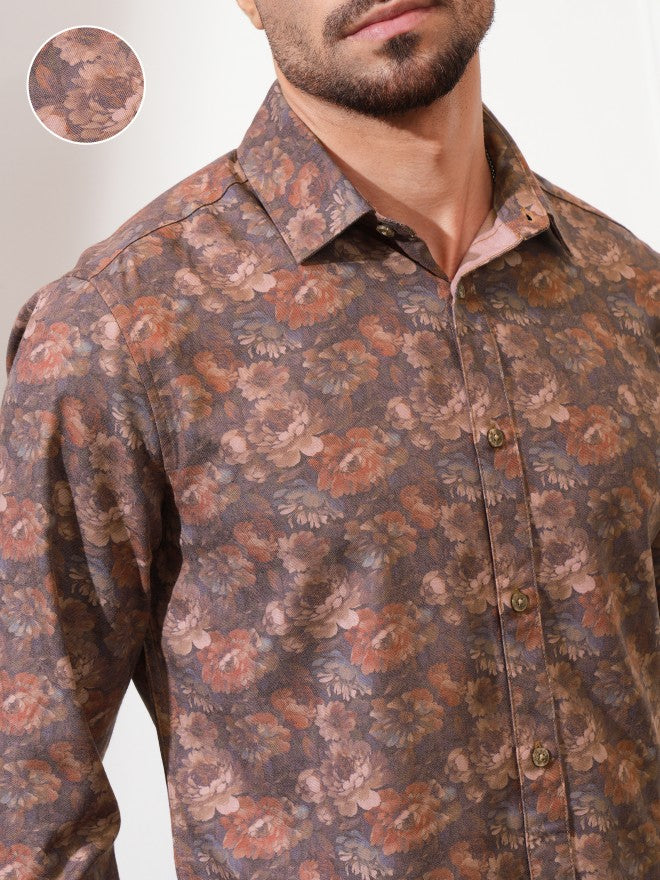 Locomotive Men Rust Checked Slim Fit Casual Shirt - Rust - Image 5