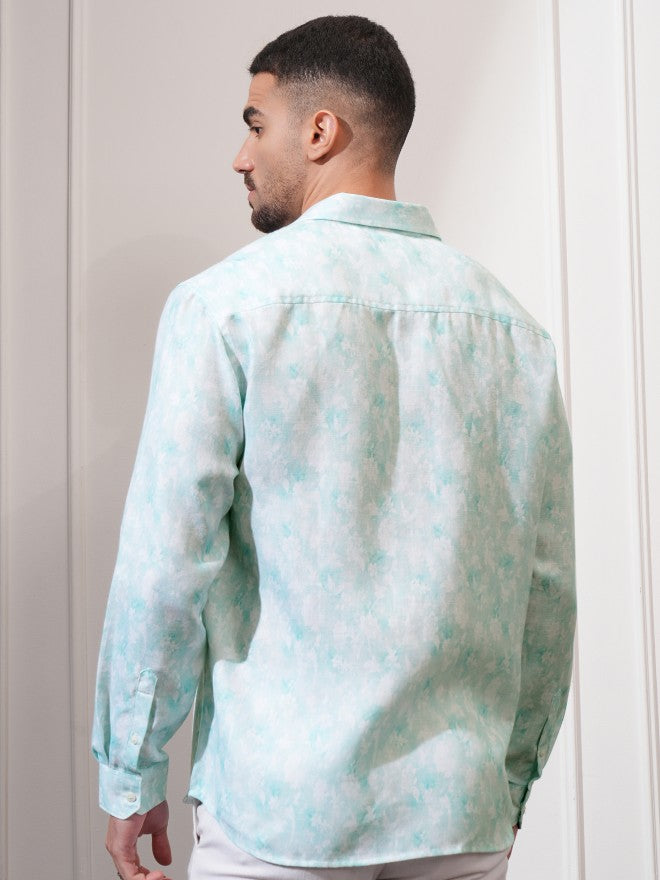 Locomotive Men Green Printed Relaxed Fit Casual Shirt - Green - Image 3