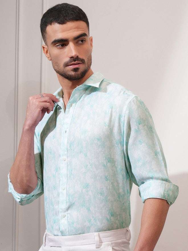 Locomotive Men Green Printed Relaxed Fit Casual Shirt - Green - Image 4