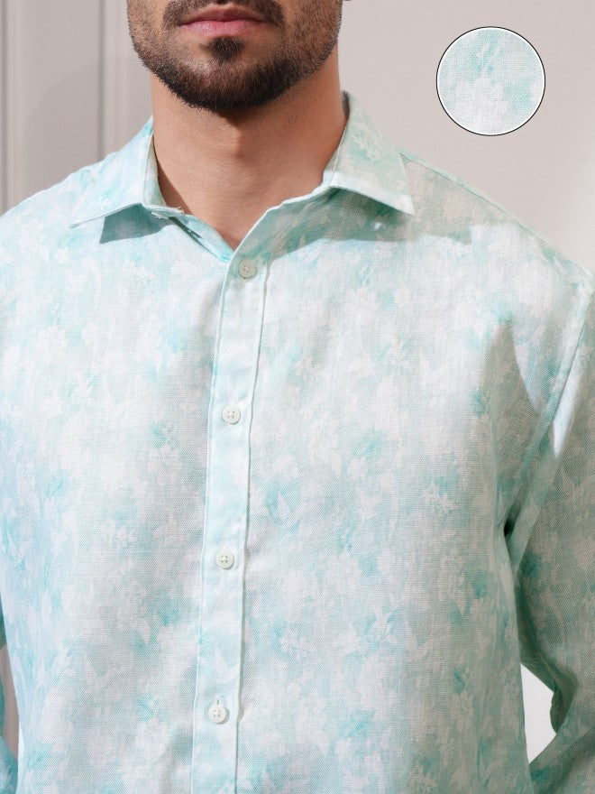 Locomotive Men Green Printed Relaxed Fit Casual Shirt - Green - Image 5