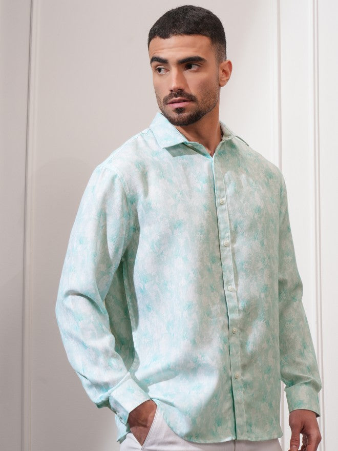 Locomotive Men Green Printed Relaxed Fit Casual Shirt - Green - Image 6