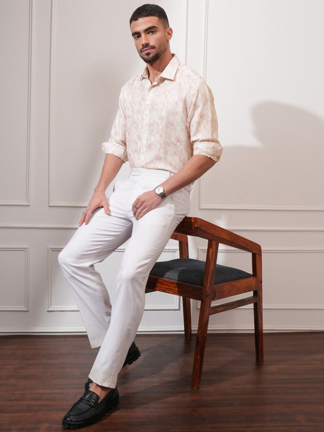 Locomotive Men Peach Printed Relaxed Fit Casual Shirt - Peach - Image 2