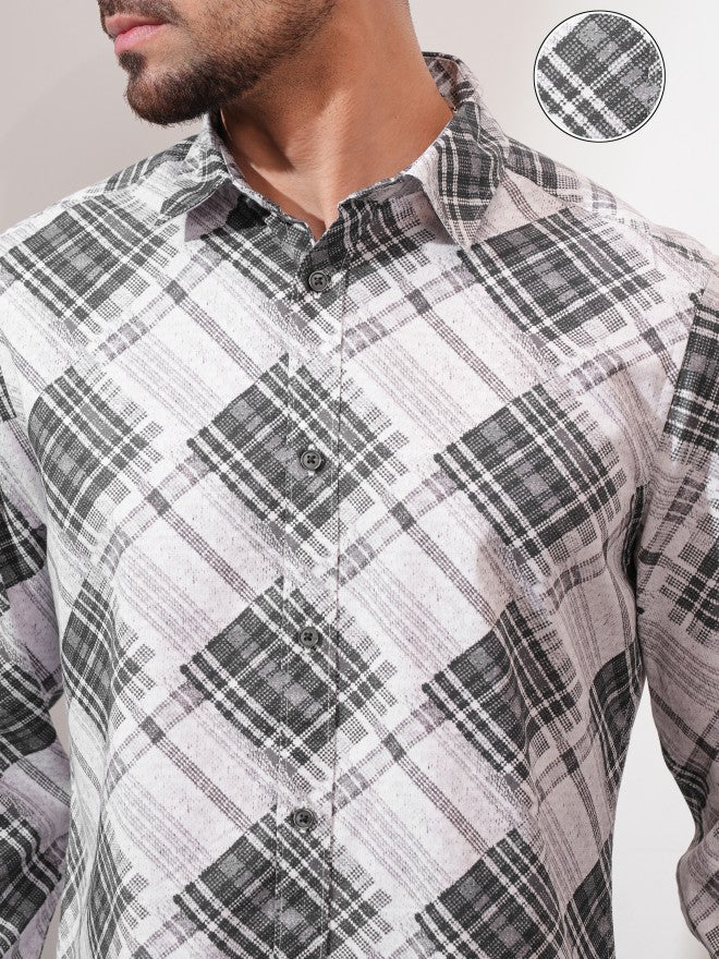 Locomotive Men Off White Printed Slim Fit Casual Shirt - Off White - Image 5