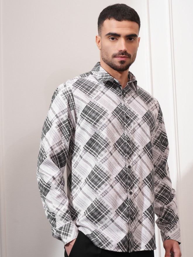 Locomotive Men Off White Printed Slim Fit Casual Shirt - Off White - Image 6