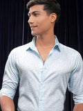 Locomotive Men Blue Printed Slim Fit Casual Shirt - Blue - Image 1