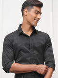 Locomotive Men Black Self Design Slim Fit Casual Shirt - Black - Image 1