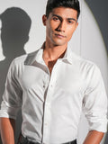 Locomotive Men Black Textured Slim Fit Casual Shirt - White - Image 1