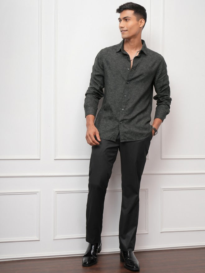 Locomotive Men Olive Printed Slim Fit Casual Shirt - Olive - Image 2