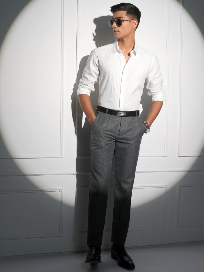 Locomotive Men White Textured Slim Fit Casual Shirt - White - Image 2