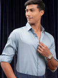 Locomotive Men Blue Printed Slim Fit Casual Shirt - Blue - Image 1