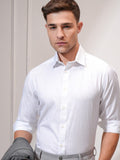 Locomotive Men White Self Design Slim Fit Casual Shirt - White - Image 1