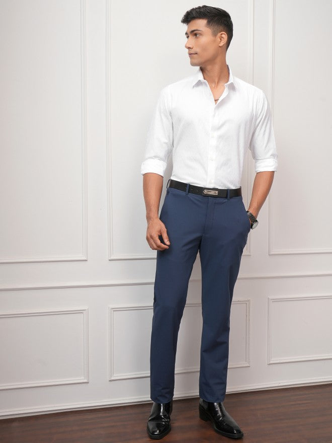 Locomotive Men White Textured Slim Fit Casual Shirt - White - Image 2