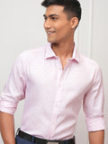 Locomotive Men Pink Textured Slim Fit Casual Shirt - Pink - Image 1