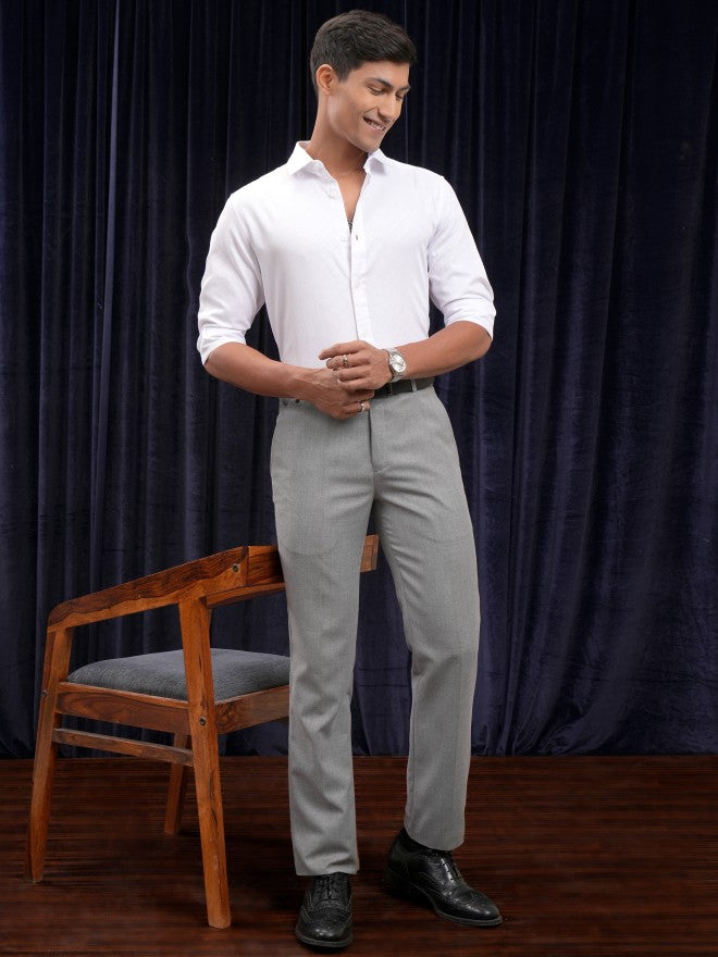 Locomotive Men White Textured Slim Fit Casual Shirt - White - Image 2