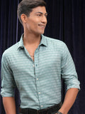 Locomotive Men Green Printed Slim Fit Casual Shirt - Green - Image 1