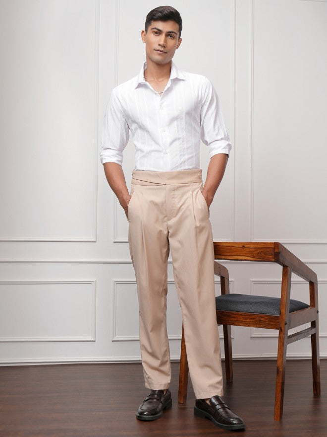 Locomotive Men White Striped Slim Fit Casual Shirt - White - Image 2