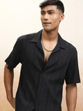 Locomotive Men Black Textured Relaxed Fit Casual Shirt - Black - Image 1