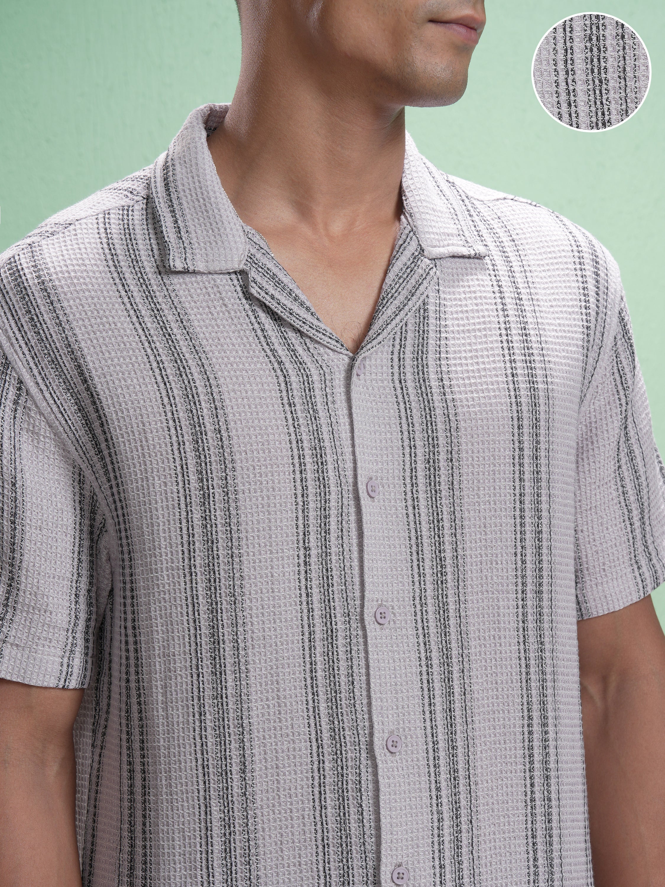 Locomotive Men Mauve Striped Relaxed Fit Casual Shirt - Mauve - Image 5