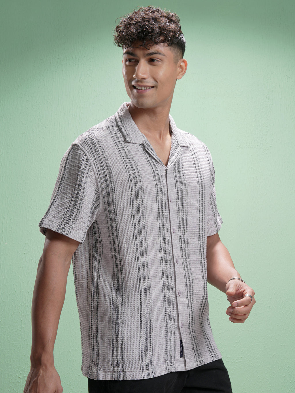 Locomotive Men Mauve Striped Relaxed Fit Casual Shirt - Mauve - Image 6