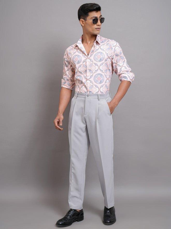 Locomotive Men Pink Printed Slim Fit Casual Shirt - Pink - Image 2