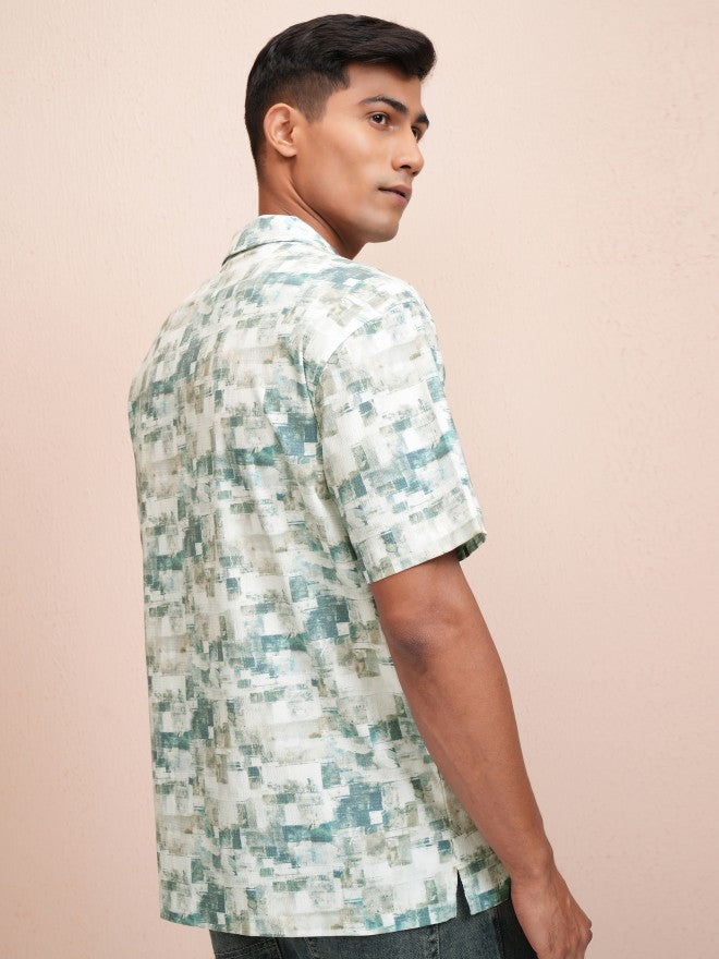 Locomotive Men Green Printed Relaxed Fit Casual Shirt - Green - Image 3