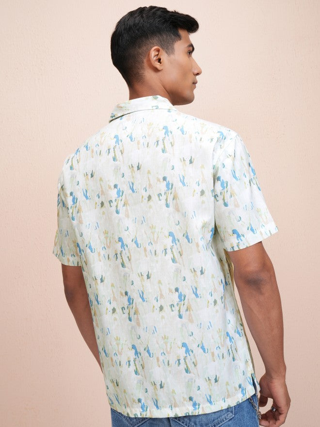 Locomotive Men Green Printed Relaxed Fit Casual Shirt - Green - Image 3