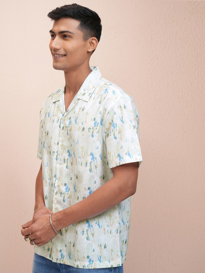 Locomotive Men Green Printed Relaxed Fit Casual Shirt - Green - Image 4