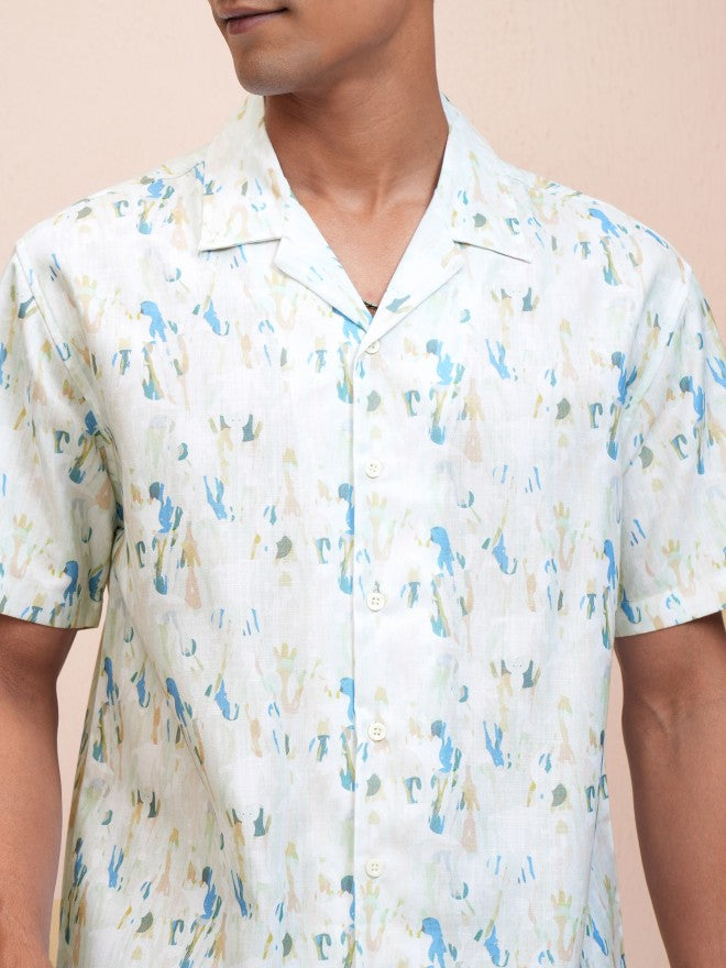 Locomotive Men Green Printed Relaxed Fit Casual Shirt - Green - Image 5