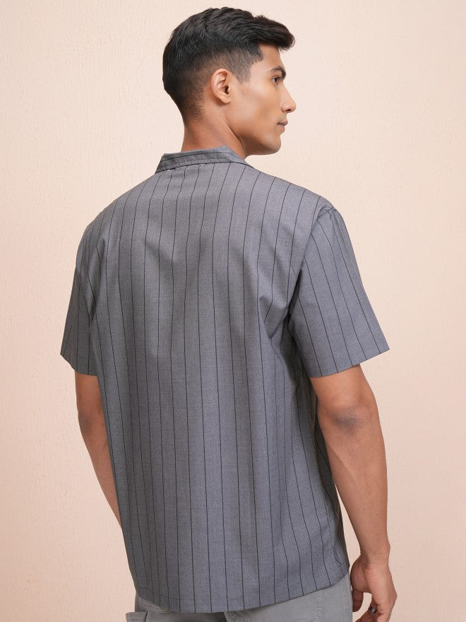 Locomotive Men Blue Striped Relaxed Fit Casual Shirt - Blue - Image 3