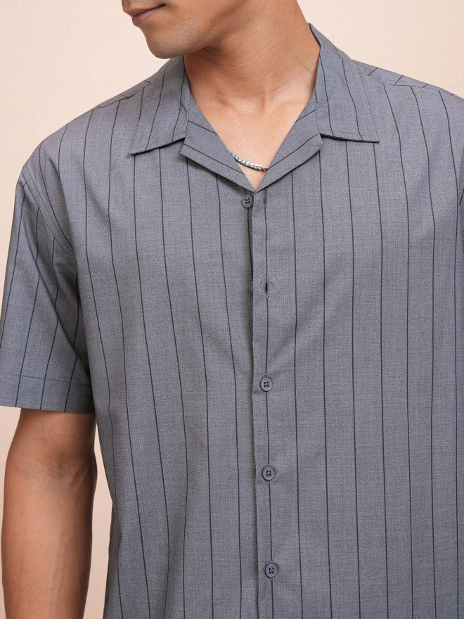 Locomotive Men Blue Striped Relaxed Fit Casual Shirt - Blue - Image 5