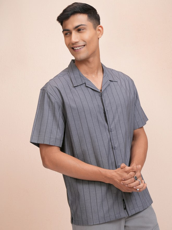 Locomotive Men Blue Striped Relaxed Fit Casual Shirt - Blue - Image 6